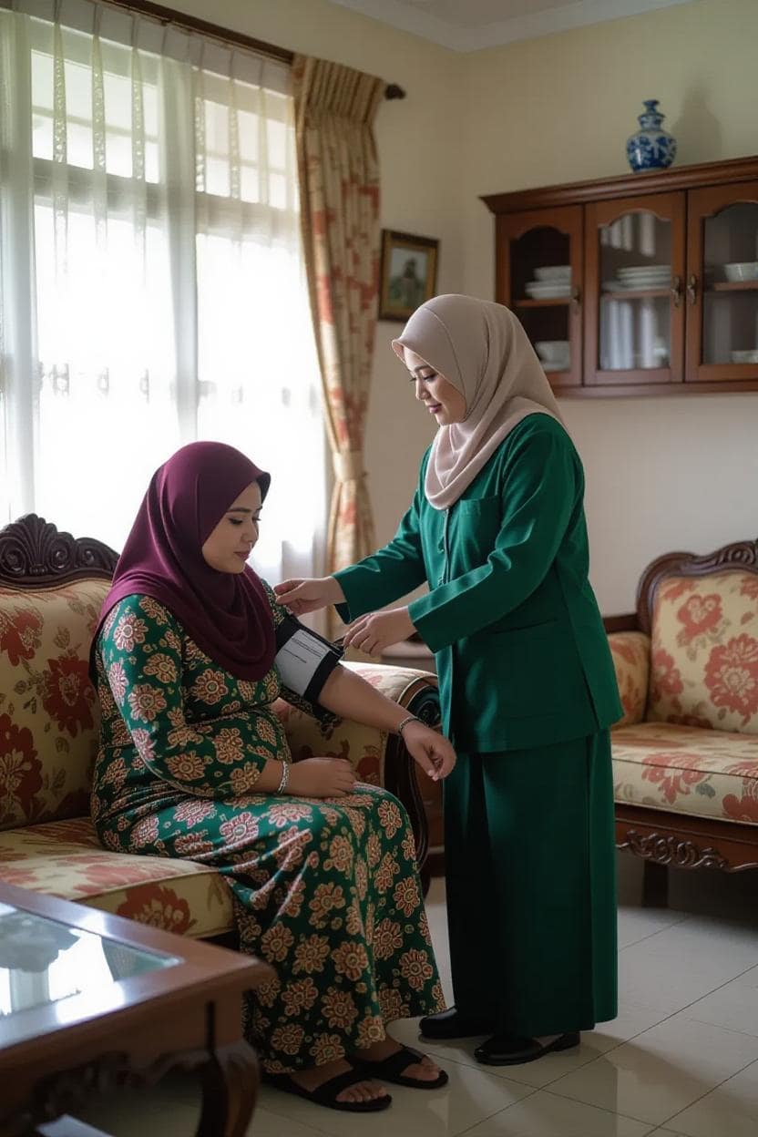 Perawat CareRing sedang merawat ibu hamil